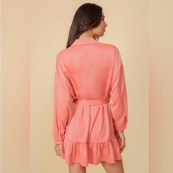 Lumiere Satin Ruffle Shirt Dress - Picture 4 of 5